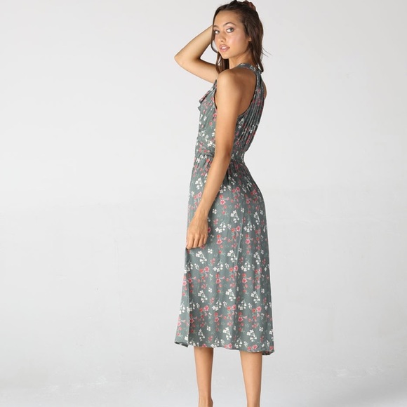 Green Floral Midi Dress - Picture 3 of 4